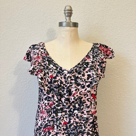 ZADIG & VOLTAIRE Reens Leo Mini Dress Multi Leopard Ruffled Whimsigoth - Picture 5 of 13